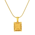 Gold stainless steel rectangle necklace featuring engraved letter L and snake chain - Letter L