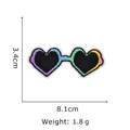 Rainbow heart-shaped sunglasses patch with detailed embroidery and iron-on backing - Rainbow Heart Sunglasses