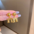 French vintage style gold earrings featuring detailed triumphal arch architectural charms - Golden U-shape Arch Triomphe (37#)