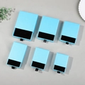 Sky blue textured jewelry drawer boxes in six sizes with black flocking lining - Sky Blue Linen