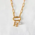 Collana in acciaio inossidabile placcata oro 14K con iniziale H e ciondolo cristallo - Lettera H