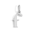 Polished silver lowercase letter f charm pendant with circular clasp for jewelry - Lowercase f - Steel Color
