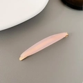Candy pink acetate hair clip with golden metal base and minimalist France logo - Pink Oval