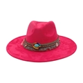 Cappello da cowboy rosa con fascia boho di perline e dettaglio in turchese - Taglia unica / Rosa Rosso