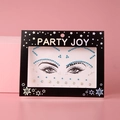 Self-adhesive face gems featuring blue rhinestones and holographic silver stars - HF-134 (Blue Star Sequin)