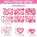 Watercolor Valentine's heart window stickers 43-piece set for bedroom wall decor - 43Pcs Festive Heart Set (UV24Y12935T_T)