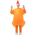 Funny turkey inflatable costume for adults, festive orange thanksgiving party outfit with hat - Thanksgiving Turkey / One Size