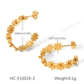 Boucles d'oreilles créoles fleurs marguerites en acier inoxydable plaqué or 18K - Boucles d'oreilles en forme de C marguerite dorée (HC-E10018-2)