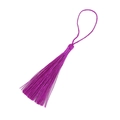 Pendentif pompon magenta soyeux avec boucle tissée pour marque-page artisanal - Gland Rouge Vin