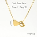 18k gold plated stainless steel necklace featuring a heart charm and letter G pendant - Letter G