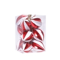 Red and white twisted teardrop Christmas ornaments with glitter finish in a clear box - Style 20: Starfruit (12 Pieces)