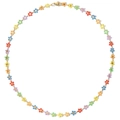 Collana con fiori colorati in acciaio al titanio placcato oro 18k con petali smaltati - 41+5cm, Collana