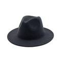 Klassischer schwarzer Fedora-Wollfilzhut mit breiter Krempe und minimalistischer Krone - Dunkelgrau