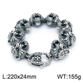 Bracciale da uomo con testa di tigre in acciaio inossidabile oro antico, 220x24mm - Stile Croce Testa di Tigre Ruggente in Argento Lucido (KB152597-KJX)