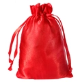 Elegant red satin drawstring bag with a glossy finish for jewelry storage and gifts - 7*9cm / Red