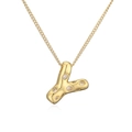 Collana con ciondolo lettera y placcata oro 18 carati e zirconi scintillanti - Lettera Y
