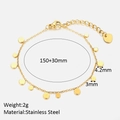 Misure dettagliate del bracciale in acciaio dorato con ciondoli tondi da 4,2 mm - Oro 18K