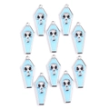 Macro view of light blue enamel vampire coffin and skull pendants for DIY jewelry - Blue-Silver Plated