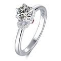 Silver S925 sterling silver bull head ring with 0.5ct moissanite in brilliant cut - US 5.25 / Coronated-0.5ct