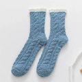 Cozy winter fleece fuzzy socks for women, thick warm sleep socks in blue and white. - One Size (35-42) / Blue