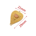 Golden heart earring connector with pink stone inlay, size 21mm x 29mm jewelry part - 21mmx29mm / Pink