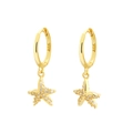 Elegant gold-plated S925 sterling silver starfish hoop earrings with cubic zirconia - Starfish Style (I) / Gold