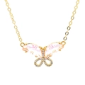 Detailed view of butterfly pendant with pink pear-cut crystals and pavé cubic zirconia - Pink