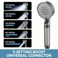 Grey handheld pressurized shower head with five modes and integrated filter handle - Gunmetal Grey 5-Mode Filtering Shower Head