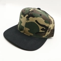 Flat brim hip hop hat featuring jungle camouflage crown and black peak visor - One Size / Camo + Black Brim