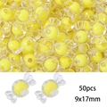 50 pieces of 9x17mm bright yellow acrylic candy beads for DIY necklace bracelet making - Yellow Transparent Candy (50pcs)
