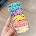 Set of five elastic textured hair ties in pastel colors with a clear storage box - Rhombus Pattern / 10 Pcs/Set / Ice Cream Color