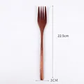 Japanese style nanmu wood dinner fork 22.5cm long handle polished dark brown finish - No-Wrap Fork