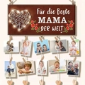 Holz Fotowand für die Beste Mama der Welt mit Klammern und Herz-Anhängern - LED Light Design Style (DZH3515) / 1 Stück/Packung (Verpackt)