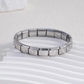 Bracciale modulare in acciaio inossidabile argento con ciondoli a stella e maglie - Stile Pentagramma Pieno Argentato (BD-21)