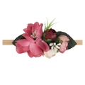 Infant nylon headband with artificial flowers in burgundy rose and pink floral clusters - Style 31 (31)