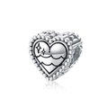 925 sterling silver heart charm bead with zodiac engravings for DIY bracelets - Aquarius(PC1736-11)