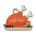 Enamel Thanksgiving turkey jewelry pendant in orange finish for DIY crafting accessories - 18x21mm Mini Roast Chicken (20299)