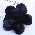 Elegant 14cm black 3D satin fabric flower brooch and hair clip for formal suit decor - Black