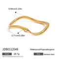 Detailed specs of wave-shaped 18k gold plated stainless steel bangle with zircon - Gold Wavy Snake Head Bangle