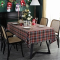Classic green and red plaid cotton linen tablecloth for Christmas holiday table decor - Round 150cm / Coffee Red Plaid