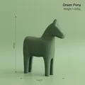 Minimalist matte green horse ornament figurine for home decor, 18cm height and 16cm width - Minimalist Horse - Green Small