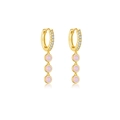 Elegant gold earrings with round pink gemstones and white diamonds on white background - 925 Silver / 18K Gold (Round Pink Stone)