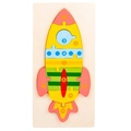 Educational 3D wooden rocket puzzle with colorful numbered pieces for toddler learning - Rocket 3