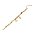 Golden bead chain bracelet featuring colorful evil eye beads and hamsa hand charm - Hamsa Hand and Multi-color Eye Style (7#)