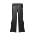 Hoch taillierte schwarze Kunstlederhose für Damen mit schmaler Passform und Schlag - XS / Schwarz