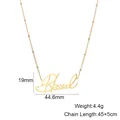 Collier en acier inoxydable doré avec pendentif Blessed 44,6x19mm et chaîne ajustable - Doré