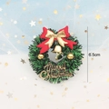 Green 6.5cm dollhouse Christmas wreath with red bow and gold bell ornament - 1# Wreath [No Base Support]