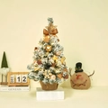 Mini sapin de Noël floqué de table avec lumières LED chaudes et base en jute - 60cm Or Avec Lumières LED