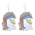 Patriotische Weißkopfseeadler-Ohrringe mit US-Flaggen-Stirnband und Mullet-Frisur - Vintage Mullet Adler Stil (N-189)