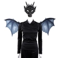 Blue dragon costume set with detailed scale mask and wings for carnival party outfits - Non-Woven Black Dragon Set